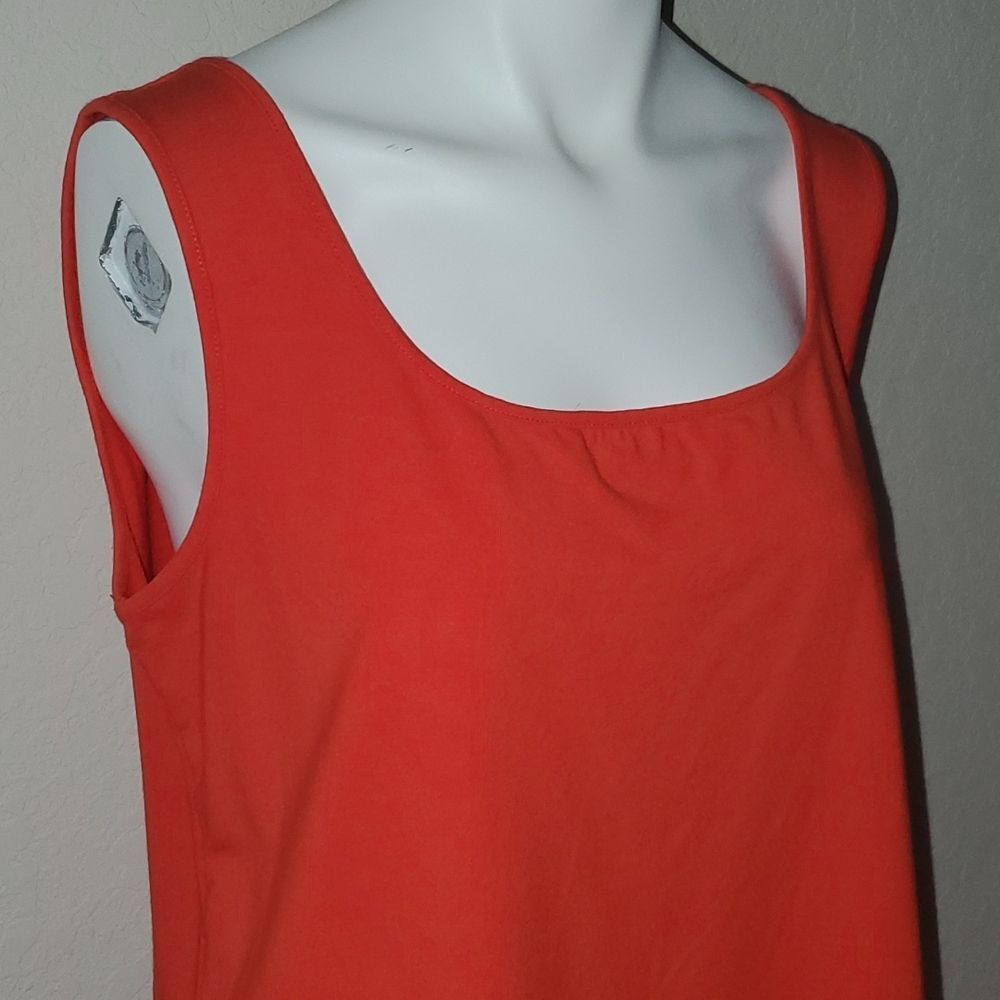 VTG Chico's Design Sleeveless Top Size 2 (L) Orange Rayon Spandex Stretch Tank - Picture 3 of 7